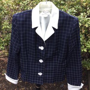 Maren White Collar Plaid Blue Jacket